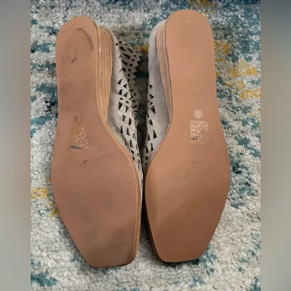 Jeffrey Campbell Espejo Wedge Shoes Laser Cut Lace Up Taupe Size 9 - Picture 9 of 10